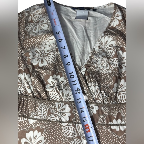 Boden Beige And brown Floral A-Line Sheath Dress Wrap Around Dress Size 10R - Picture 8 of 13